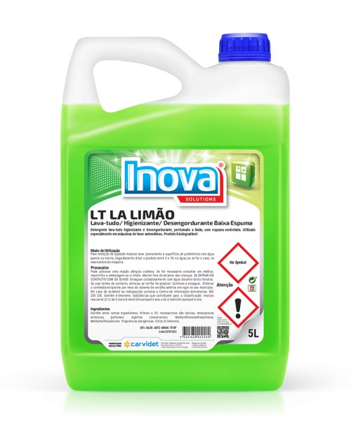 Det. Lava-tudo Higienizante Desengurdurante Limão Baixa Espuma LT LA