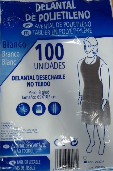 Aventais Descartavel não Tecido branco - 100Unid